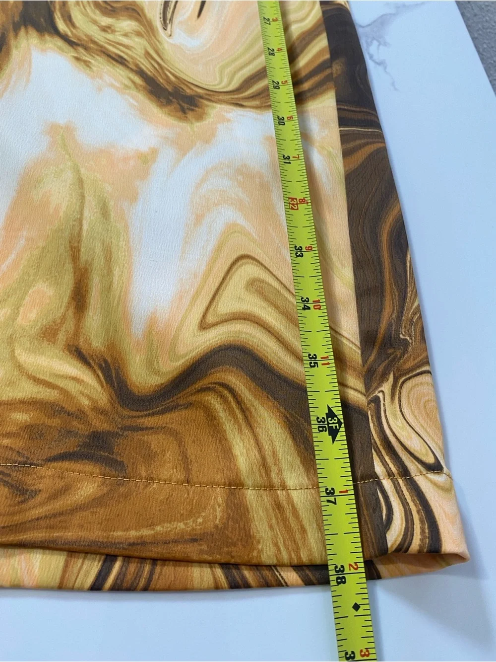 Jeannie Mai x INC Marble Print Wide Leg Pants Brown Gold Retro Y2K‎ Size 12